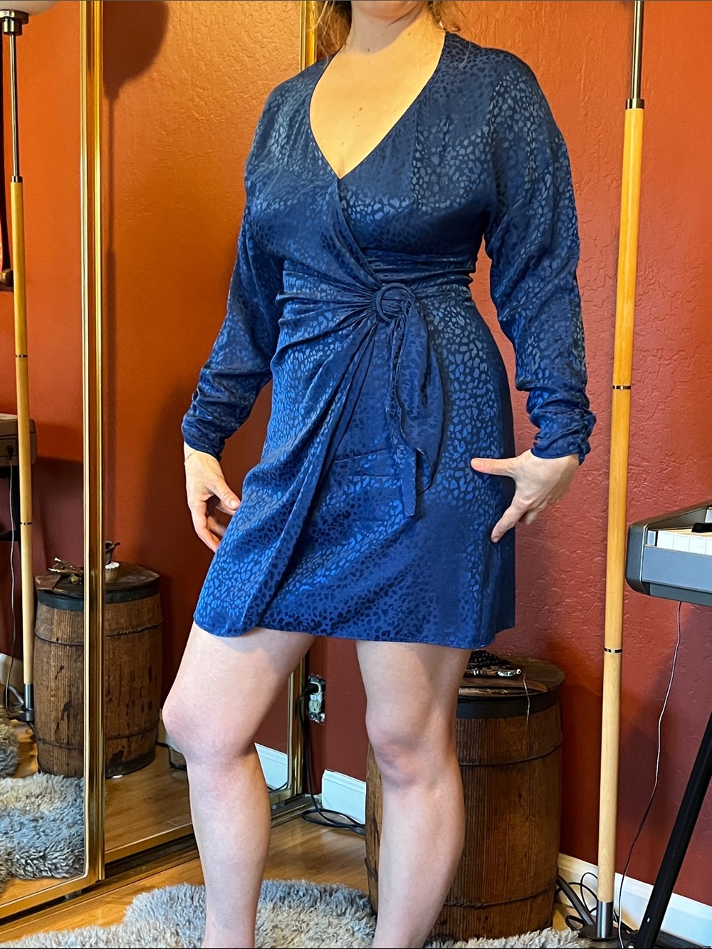 Parker blue leopard dress size 4